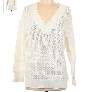 Rag and Bone Thick V Neck White Sweater Size Large